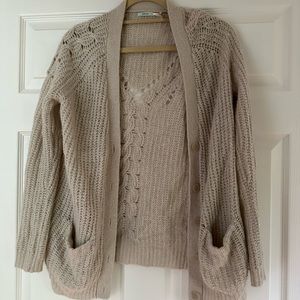 Cream Oversized Knit Sweater Cardigan